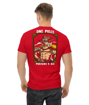 One Piece t-shirt mens classic tee Portgas D Ace cotton - Lusy Store LLC