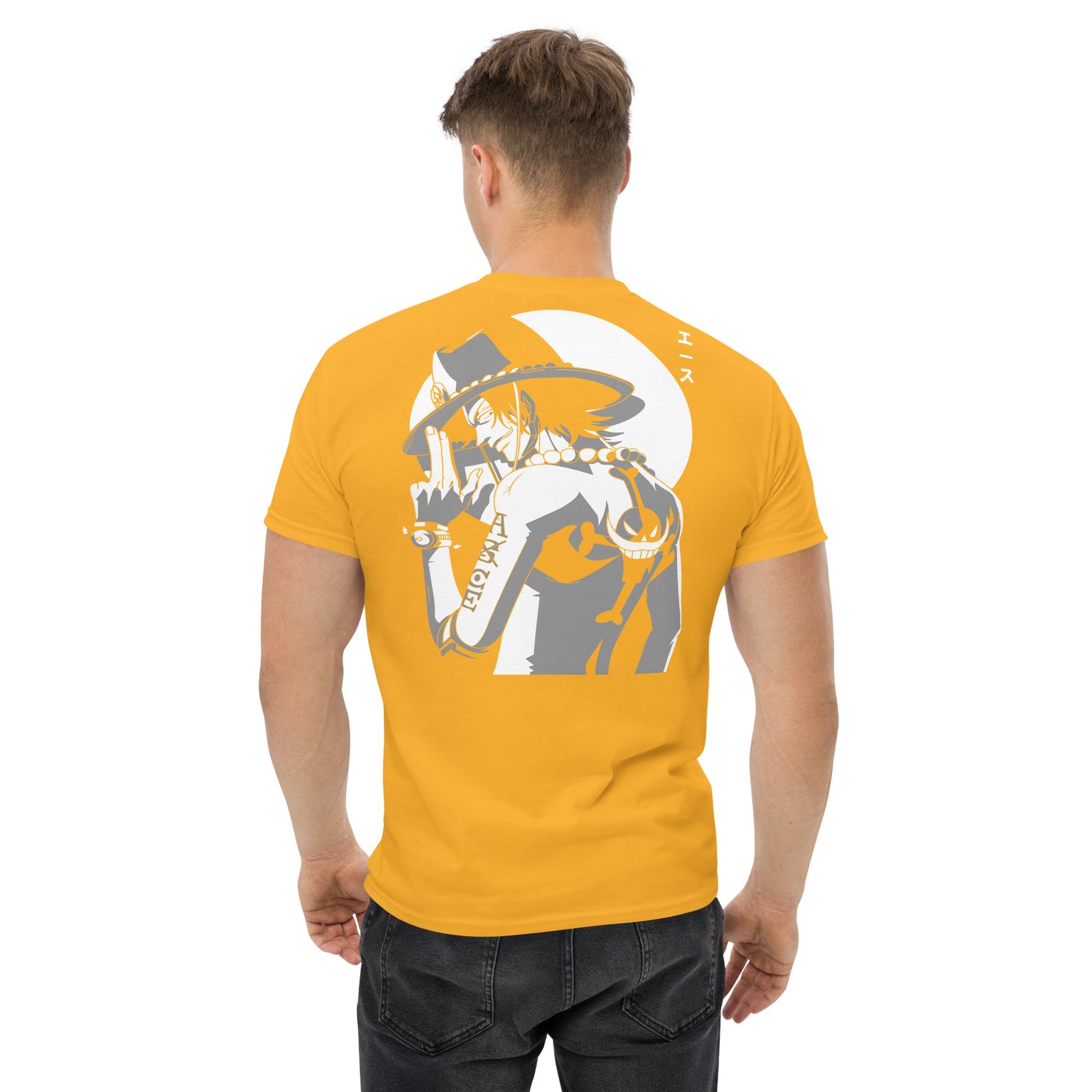 One Piece t-shirt mens classic tee Portgas D Ace round neck shirt cotton - Lusy Store LLC