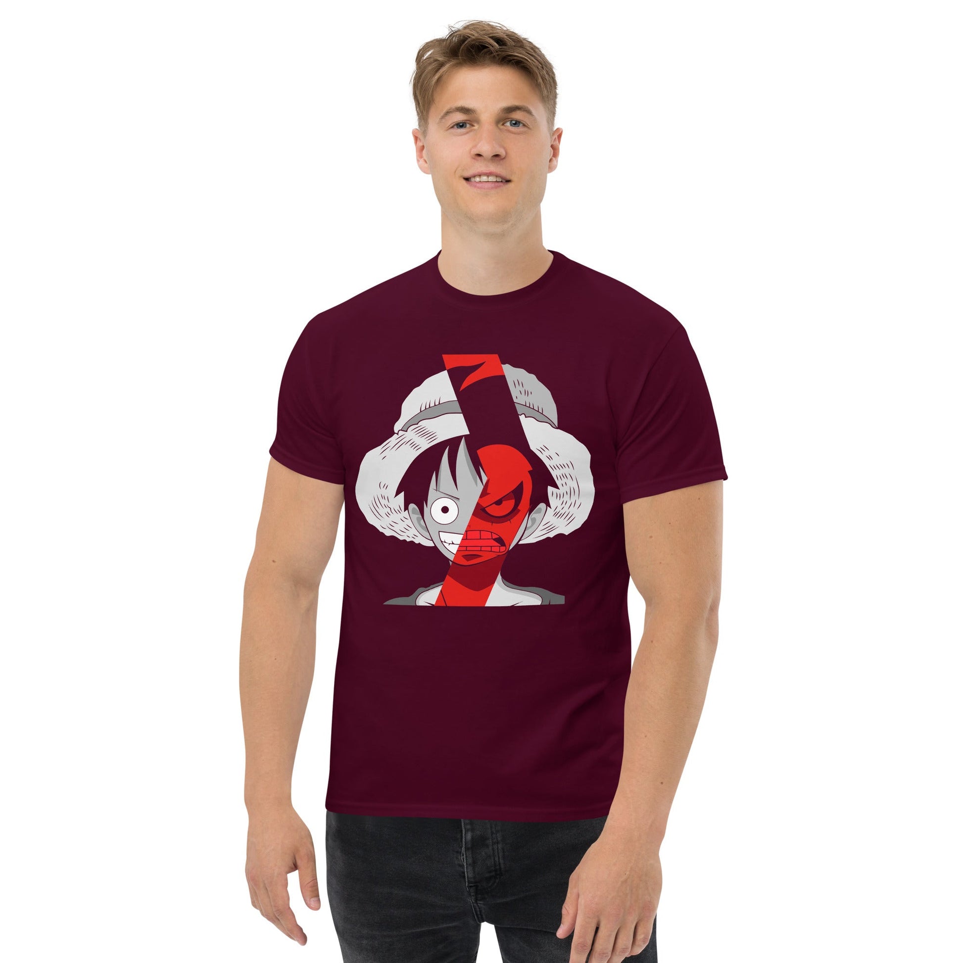 One Piece t-shirt mens classic tee Portgas D Ace round neck shirt cotton - Lusy Store LLC