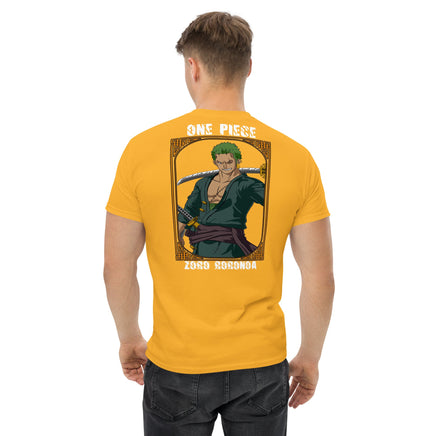 One Piece t-shirt mens classic tee Zoro Roronoa cotton Gold