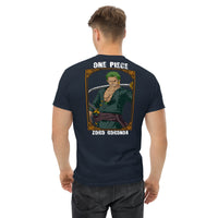 One Piece t-shirt mens classic tee Zoro Roronoa cotton Navy
