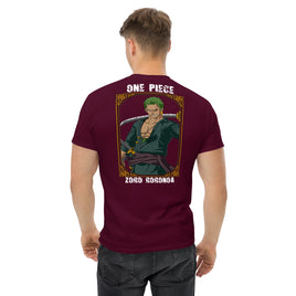 One Piece t-shirt mens classic tee Zoro Roronoa cotton Maroon