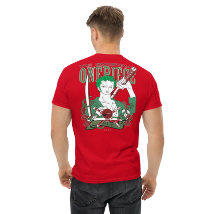 One Piece t-shirt mens classic tee Zoro Roronoa cotton comfortable Red