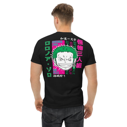 One Piece t-shirt mens classic tee Zoro Roronoa cotton soft t-shirt Black