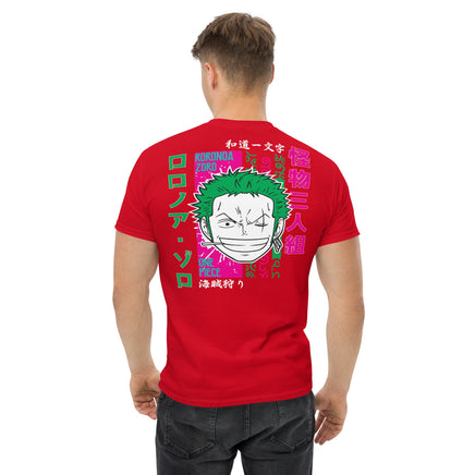 One Piece t-shirt mens classic tee Zoro Roronoa cotton soft t-shirt Red