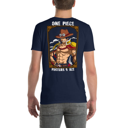 One Piece t-shirt short sleeve Portgas D Ace cotton Navy