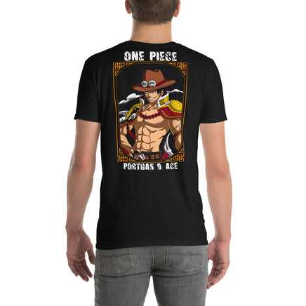 One Piece t-shirt short sleeve Portgas D Ace cotton Black
