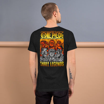 One Piece t-shirt Three Legends unisex anime funny cartoon staple cotton Black Heather