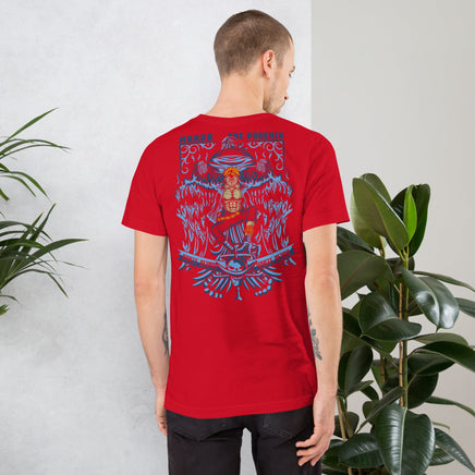 One Piece t-shirt unisex staple Marco The Phoenix round neck shirt cotton Red