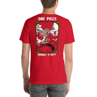 One Piece t-shirt unisex staple Monkey D Luffy cotton Red