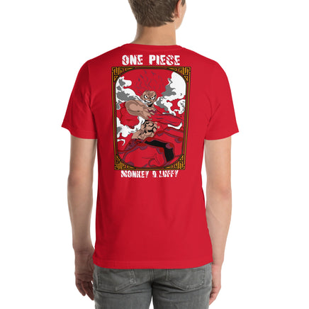 One Piece t-shirt unisex staple Monkey D Luffy cotton Red