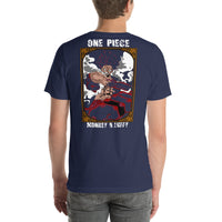 One Piece t-shirt unisex staple Monkey D Luffy cotton Navy