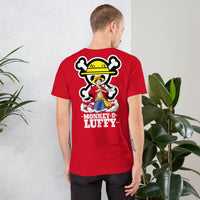 One Piece t-shirt unisex staple Monkey D Luffy round neck shirt cotton Red