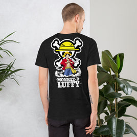 One Piece t-shirt unisex staple Monkey D Luffy round neck shirt cotton Black Heather