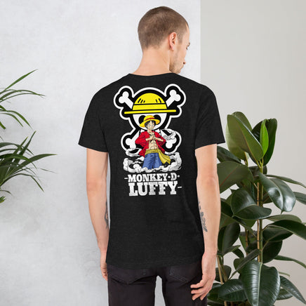 One Piece t-shirt unisex staple Monkey D Luffy round neck shirt cotton Black Heather