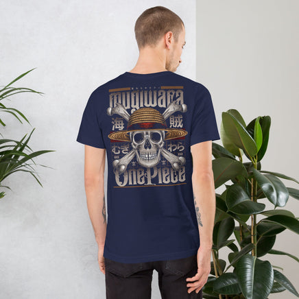 One Piece t-shirt unisex staple Mugiwara cotton smooth and airy Navy