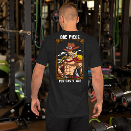 One Piece t-shirt unisex staple Portgas D Ace cotton Black Heather