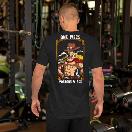 One Piece t-shirt unisex staple Portgas D Ace cotton Black Heather