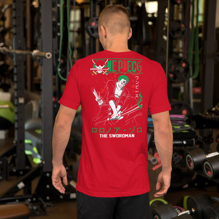 One Piece t-shirt unisex staple The Swordman round neck shirt cotton Red