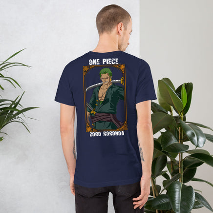 One Piece t-shirt unisex staple Zoro Roronoa cotton Navy