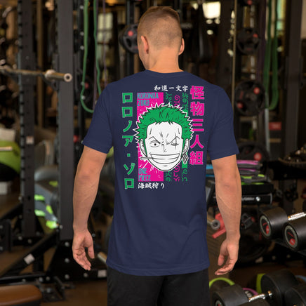 One Piece t-shirt unisex staple Zoro Roronoa cotton soft t-shirt Navy