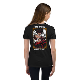 One Piece t-shirt youth Monkey D Luffy cotton Black
