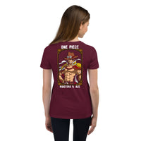 One Piece t-shirt youth Portgas D Ace cotton Maroon