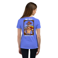 One Piece t-shirt youth Portgas D Ace cotton Heather Columbia Blue