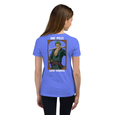 One Piece t-shirt youth Zoro Roronoa cotton Heather Columbia Blue