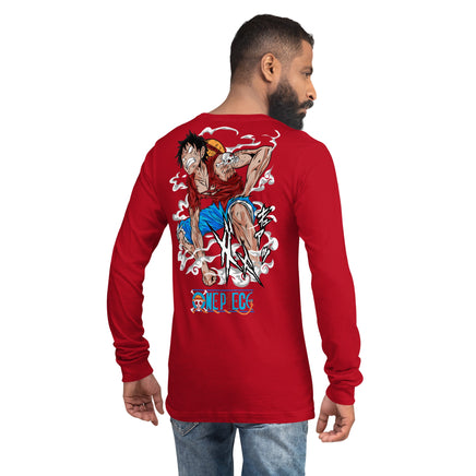 One Piece unisex long tee cotton flattering for all Red