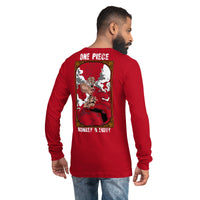 One Piece unisex long tee Monkey D Luffy cotton Red