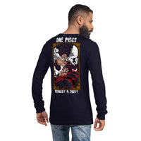 One Piece unisex long tee Monkey D Luffy cotton Navy