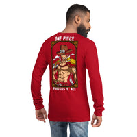 One Piece unisex long tee Portgas D Ace cotton Red