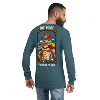 One Piece unisex long tee Portgas D Ace cotton Heather Deep Teal