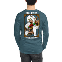 One Piece unisex long tee Trafalgar Law cotton Heather Deep Teal