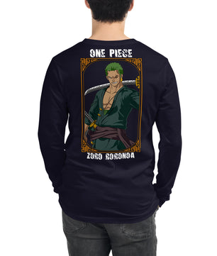 One Piece unisex long tee Zoro Roronoa cotton - Lusy Store LLC