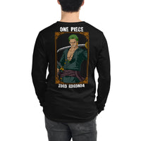 One Piece unisex long tee Zoro Roronoa cotton Black