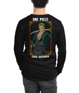 One Piece unisex long tee Zoro Roronoa cotton - Lusy Store LLC