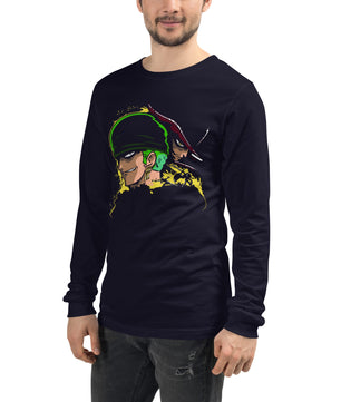 One Piece unisex long tee Zoro Roronoa cotton - Lusy Store LLC