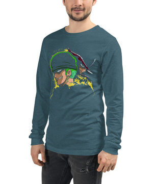One Piece unisex long tee Zoro Roronoa cotton - Lusy Store LLC