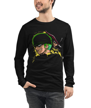 One Piece unisex long tee Zoro Roronoa cotton - Lusy Store LLC