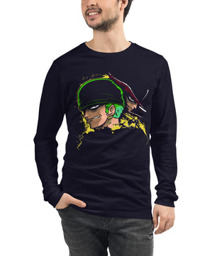 One Piece unisex long tee Zoro Roronoa cotton - Lusy Store LLC