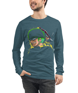 One Piece unisex long tee Zoro Roronoa cotton - Lusy Store LLC