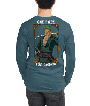 One Piece unisex long tee Zoro Roronoa cotton - Lusy Store LLC