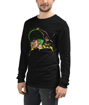One Piece unisex long tee Zoro Roronoa cotton - Lusy Store LLC