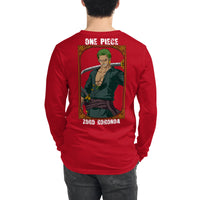 One Piece unisex long tee Zoro Roronoa cotton Red