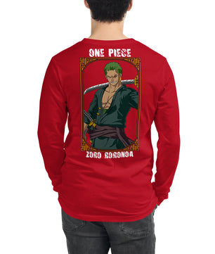 One Piece unisex long tee Zoro Roronoa cotton - Lusy Store LLC