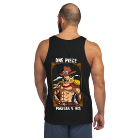 One Piecemens tank top Portgas D Ace cotton Black