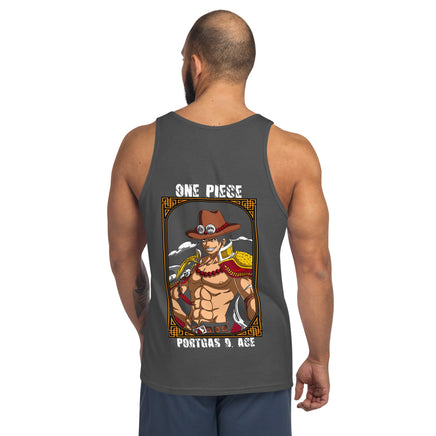 One Piecemens tank top Portgas D Ace cotton Asphalt