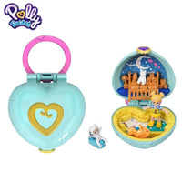 Original Polly Pocket 90s Hidden World Mini Scene Girls Home Toys for Children Sky Blue Pink